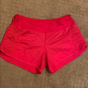 Red Lululemon shorts, size 6